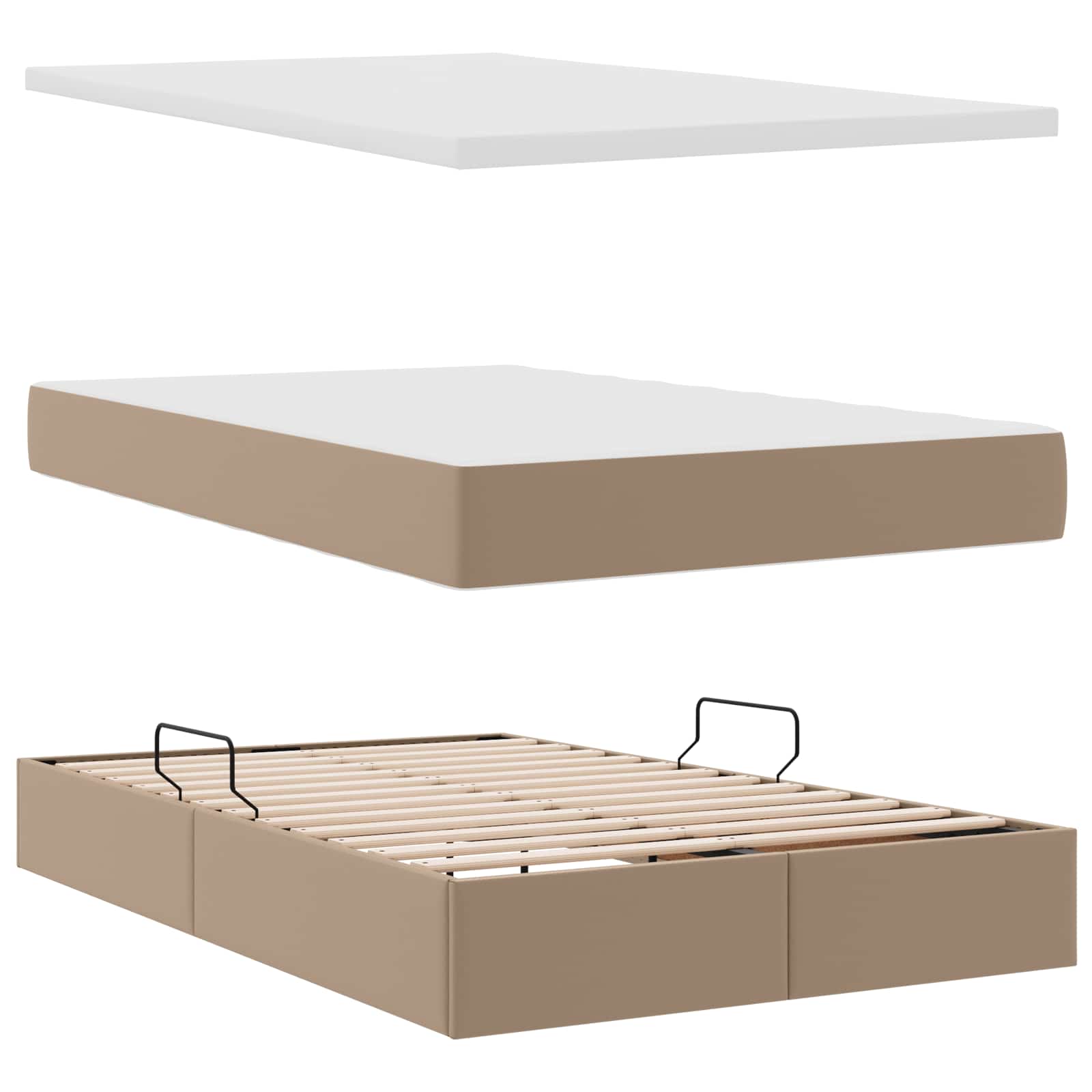 Lit avec rangement et matelas Cappuccino 120 x 190 cm - XIOS