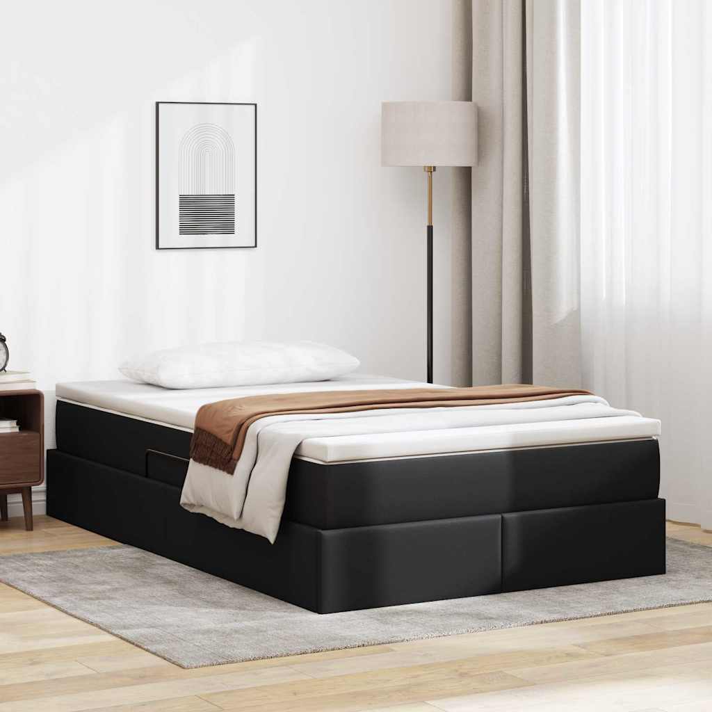 Lit avec rangement et matelas Noir 120 x 200 cm Simili cuir - XIOS