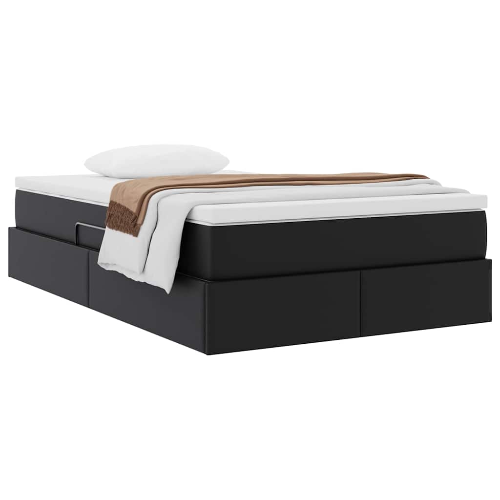 Lit avec rangement et matelas Noir 120 x 200 cm Simili cuir - XIOS