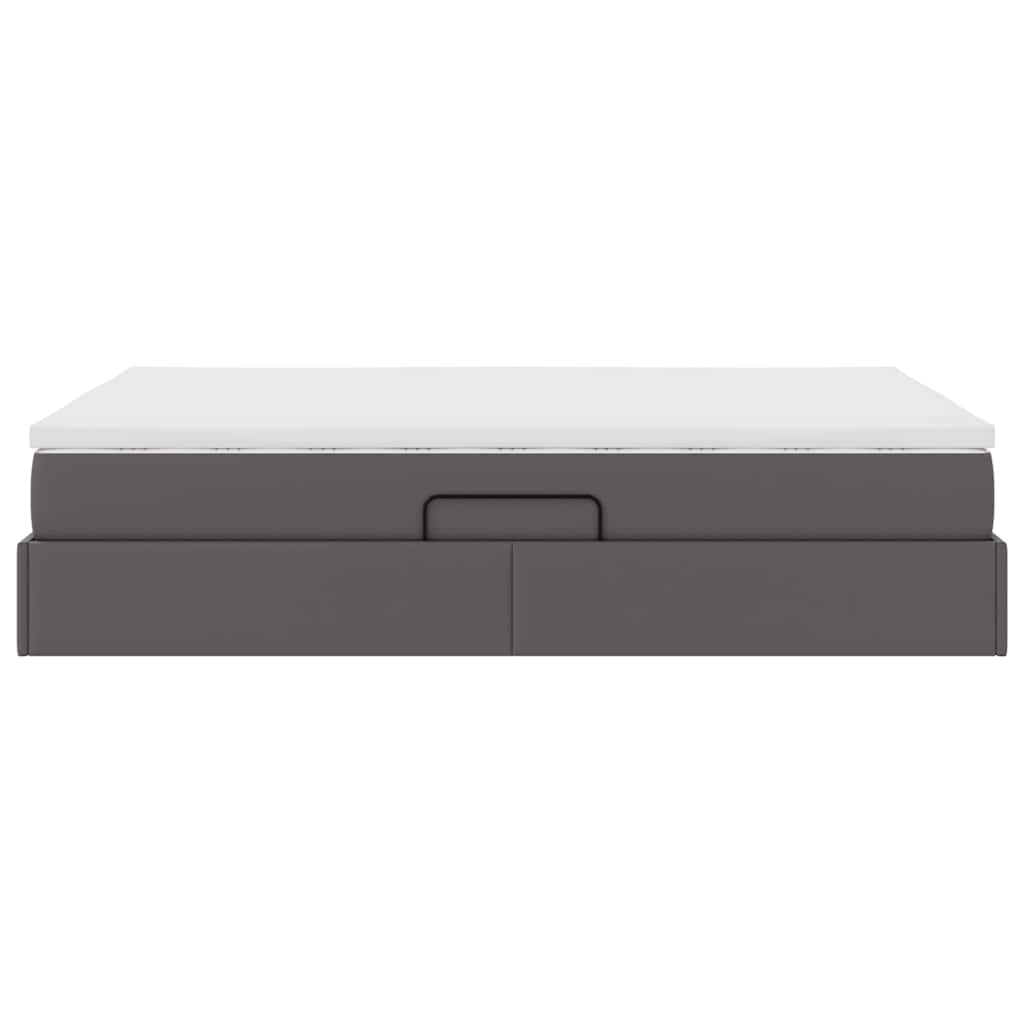 Lit avec rangement et matelas Gris 140 x 190 cm Simili cuir - XIOS