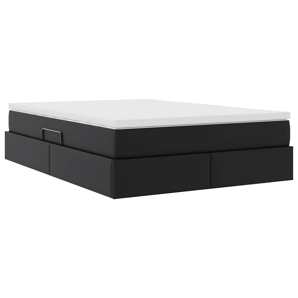 Lit avec rangement et matelas Noir 140 x 200 cm Simili cuir - XIOS