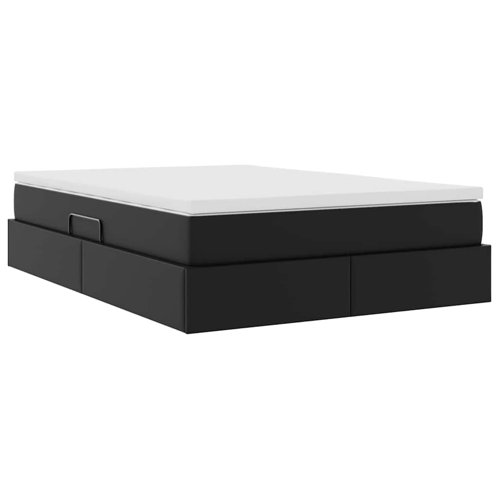 Lit avec rangement et matelas Noir 140 x 200 cm Simili cuir - XIOS
