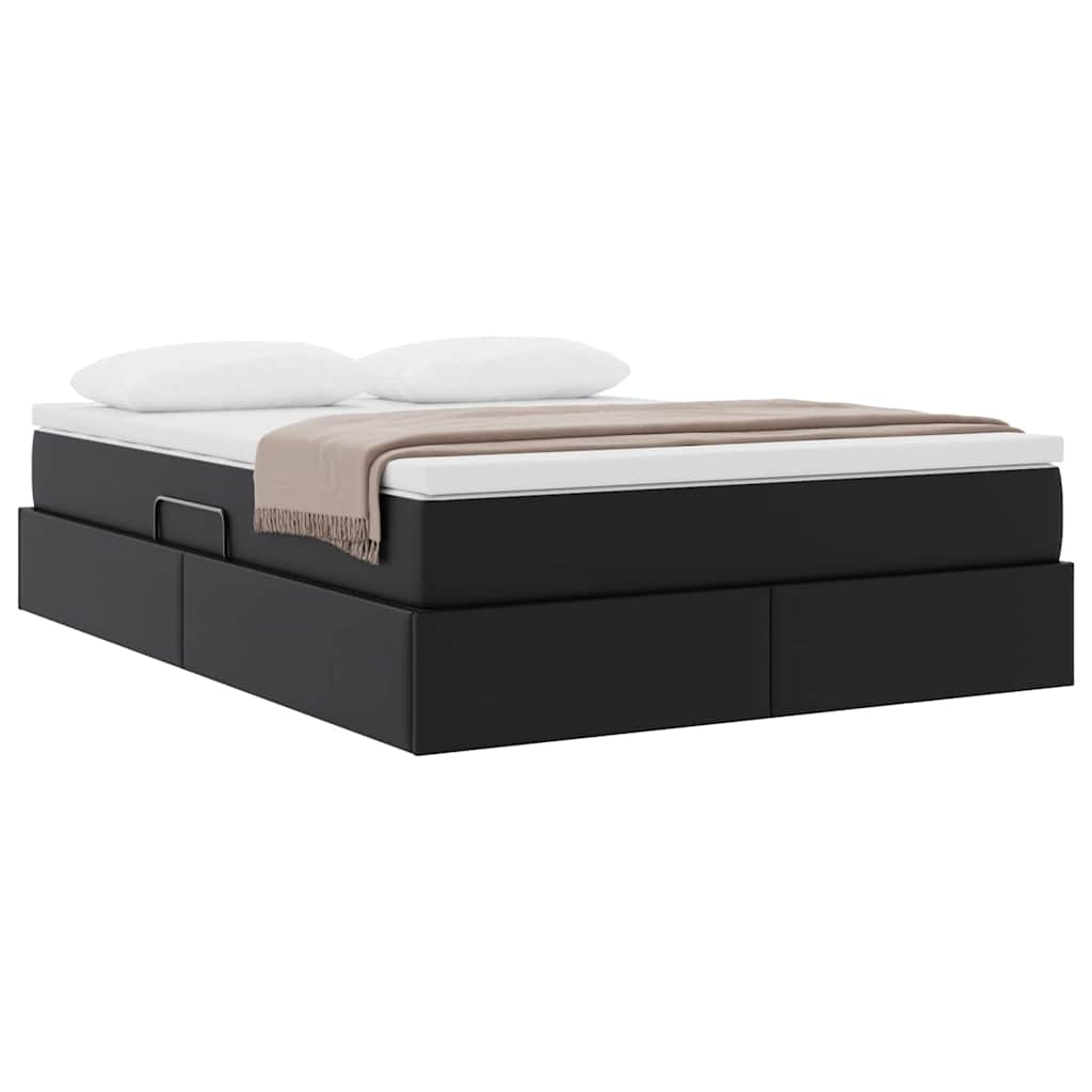 Lit avec rangement et matelas Noir 140 x 200 cm Simili cuir - XIOS