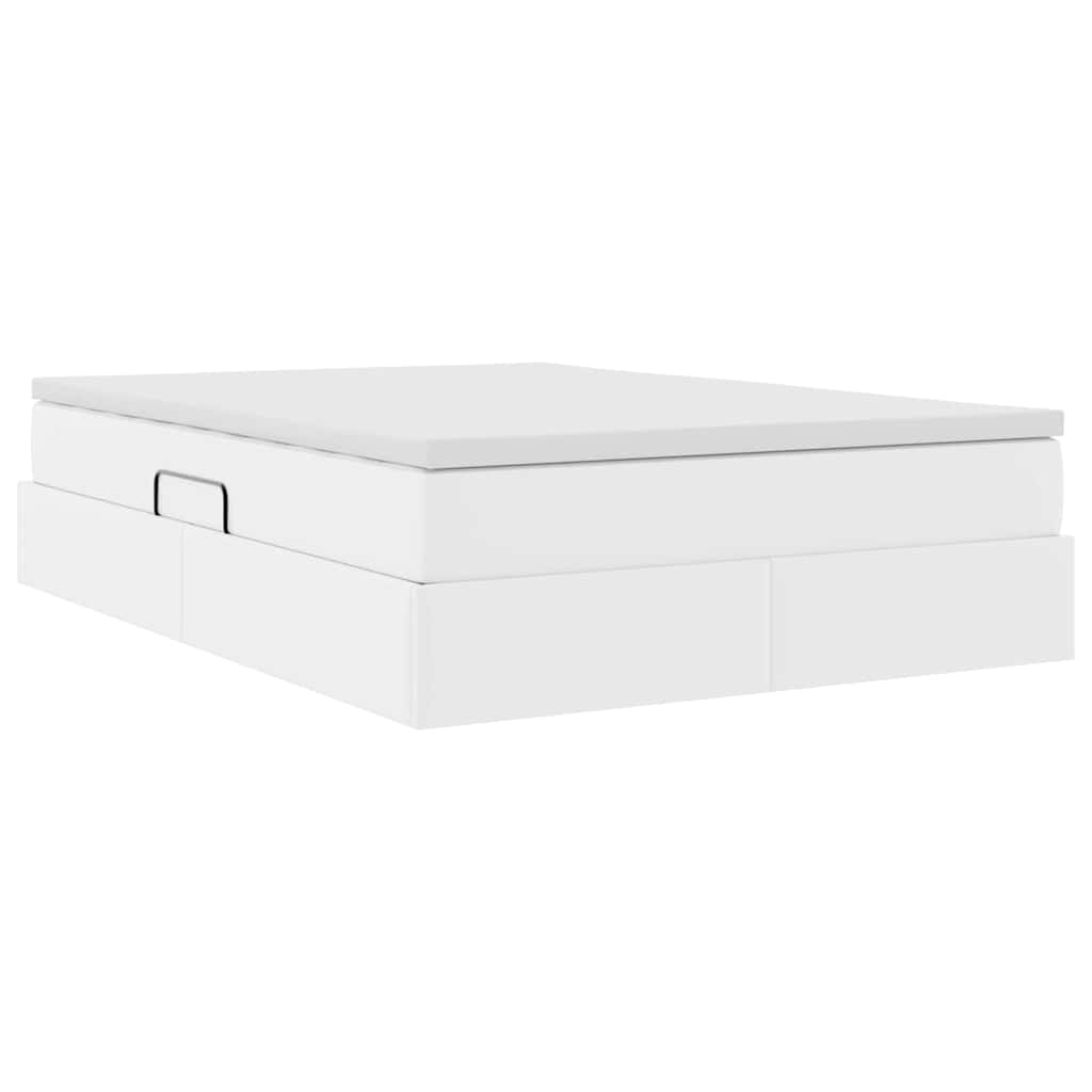 Lit avec rangement et matelas Blanc 140 x 200 cm Simili cuir - XIOS