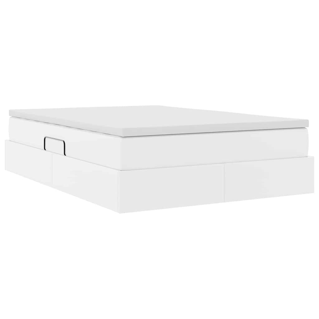 Lit avec rangement et matelas Blanc 140 x 200 cm Simili cuir - XIOS