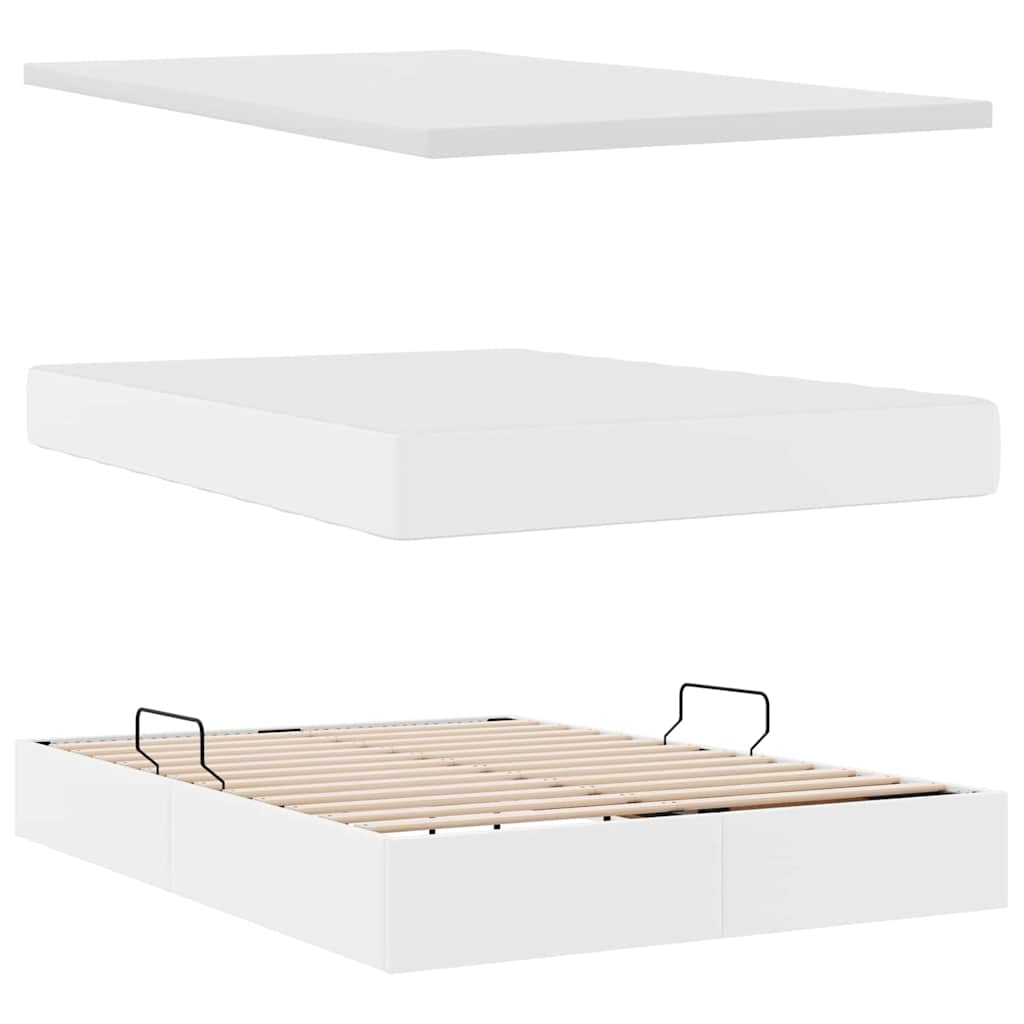 Lit avec rangement et matelas Blanc 140 x 200 cm Simili cuir - XIOS