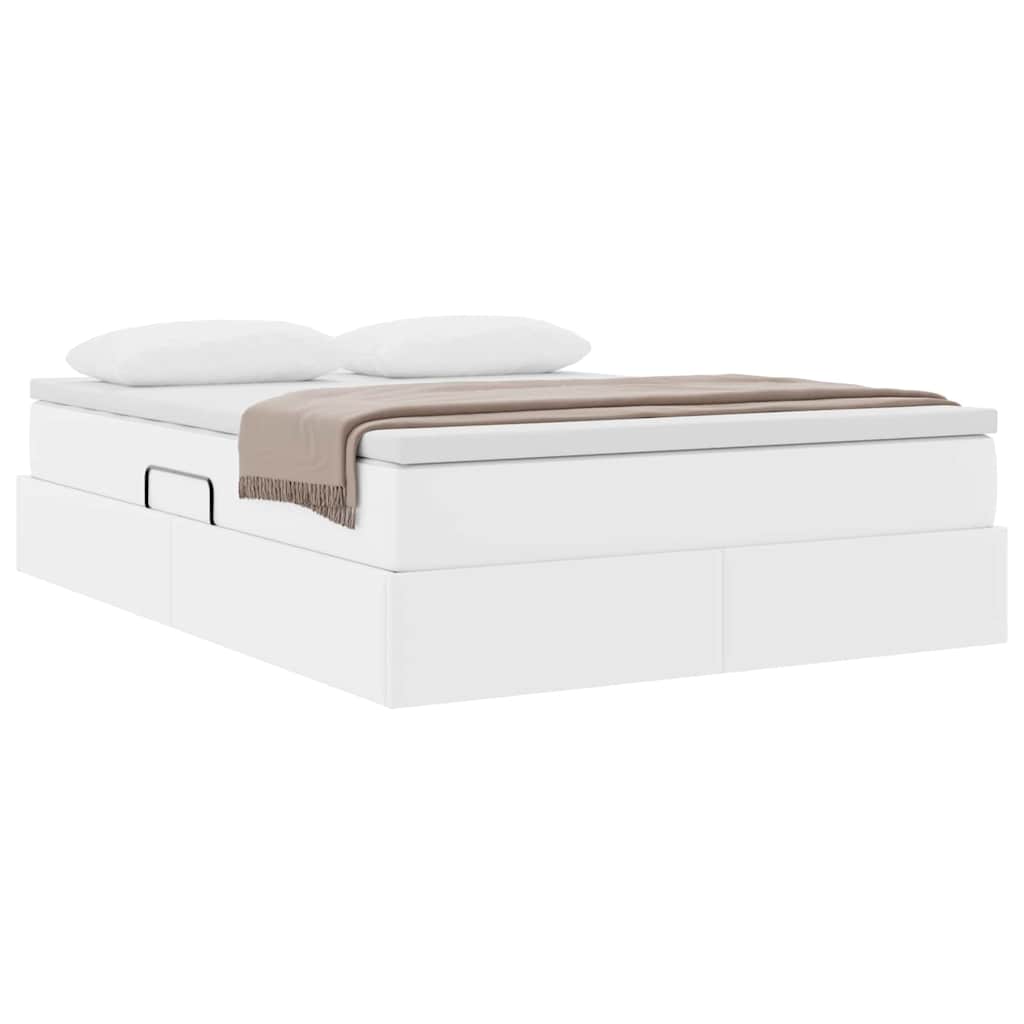 Lit avec rangement et matelas Blanc 140 x 200 cm Simili cuir - XIOS