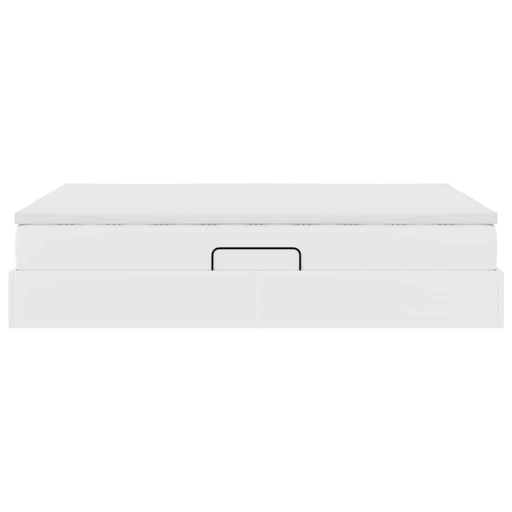 Lit avec rangement et matelas Blanc 140 x 200 cm Simili cuir - XIOS
