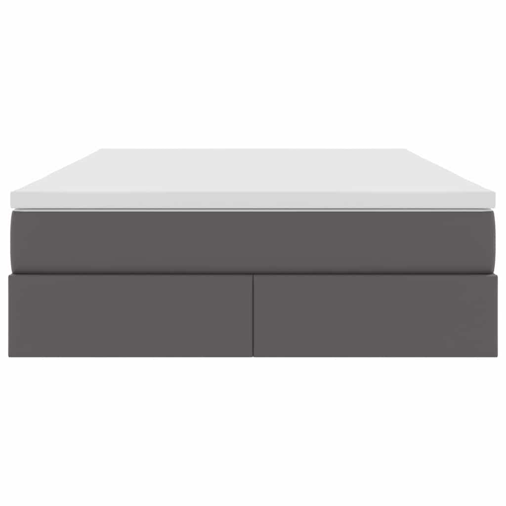 Lit avec rangement et matelas Gris 140 x 200 cm Simili cuir - XIOS
