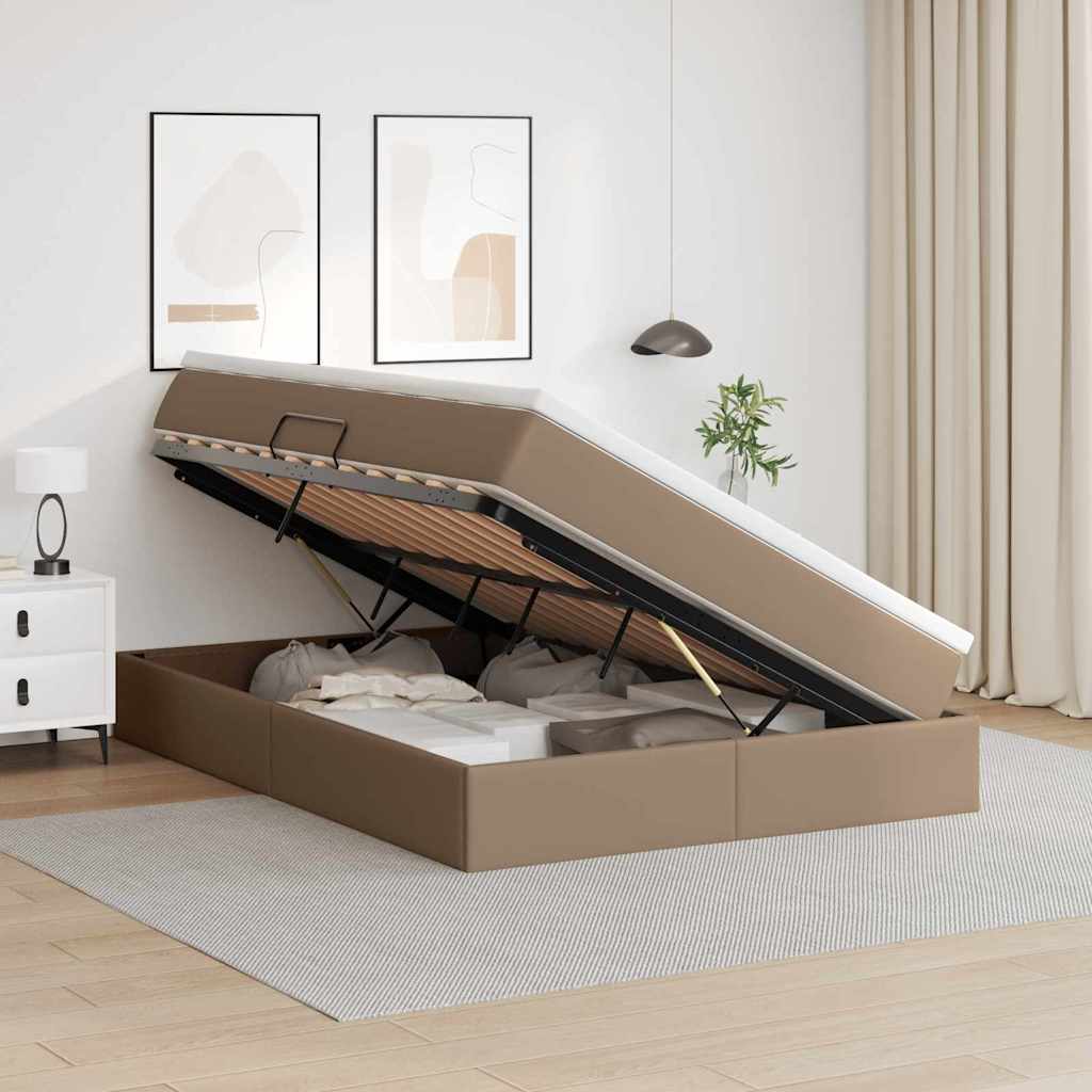 Lit avec rangement et matelas Cappuccino 140 x 200 cm - XIOS