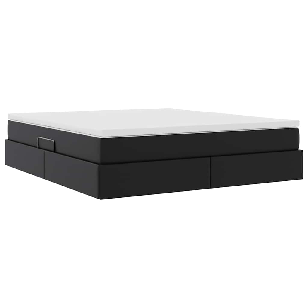 Lit avec rangement et matelas Noir 160 x 200 cm Simili cuir - XIOS