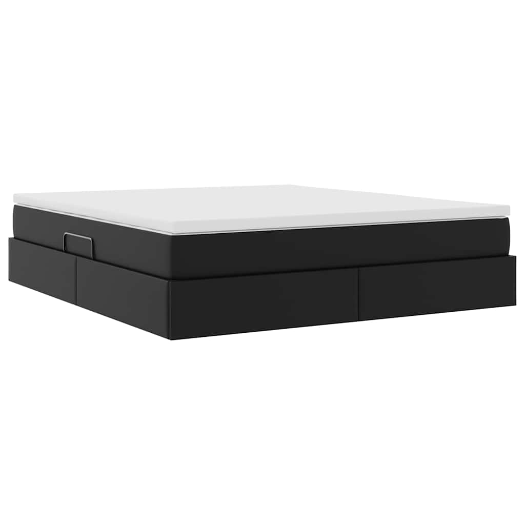 Lit avec rangement et matelas Noir 160 x 200 cm Simili cuir - XIOS