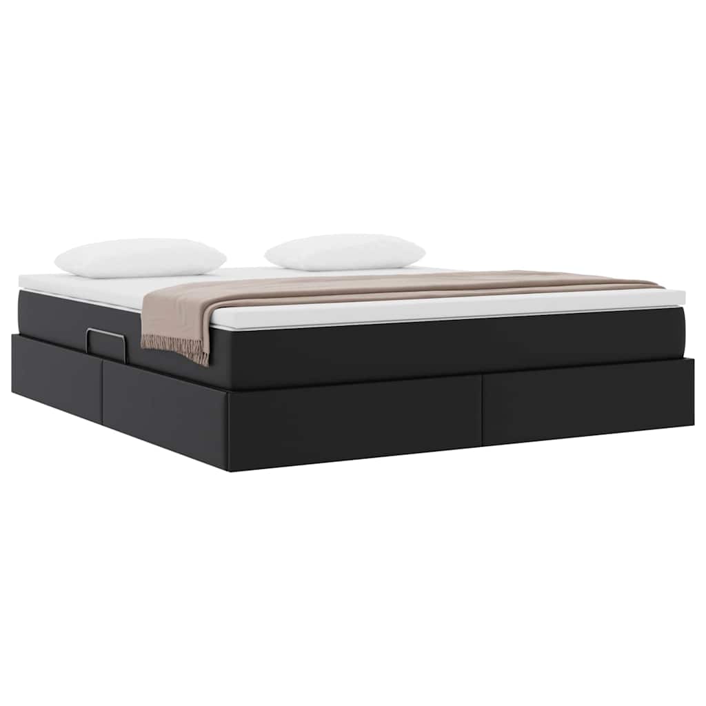 Lit avec rangement et matelas Noir 160 x 200 cm Simili cuir - XIOS