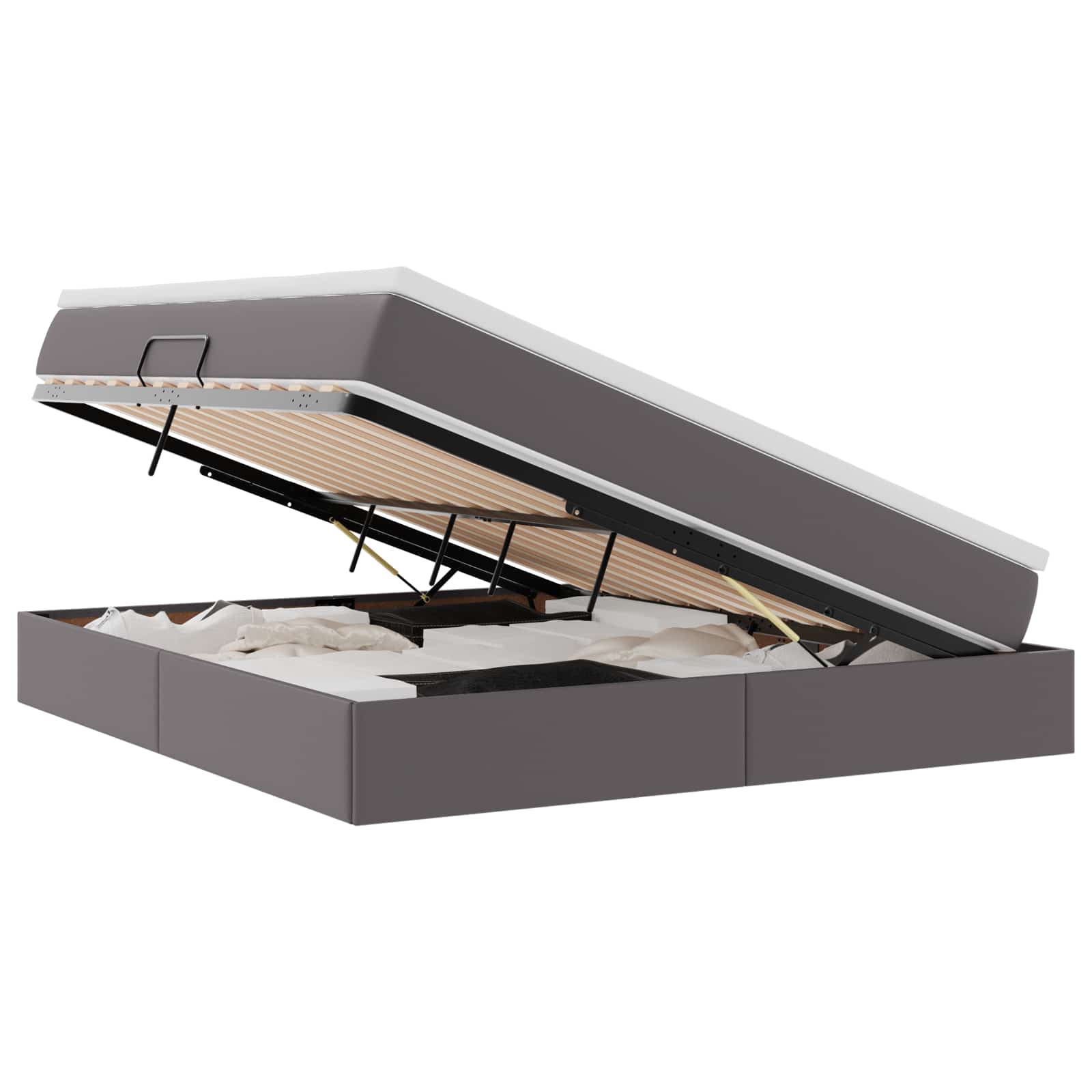 Lit avec rangement et matelas Gris 160 x 200 cm Simili cuir