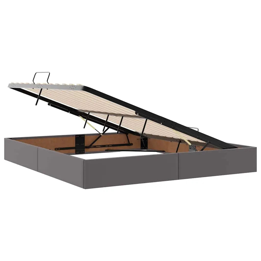 Lit avec rangement et matelas Gris 160 x 200 cm Simili cuir - XIOS