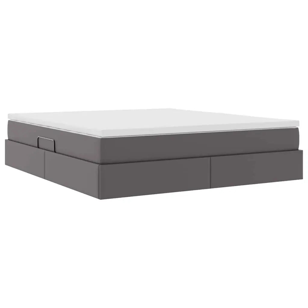 Lit avec rangement et matelas Gris 160 x 200 cm Simili cuir - XIOS
