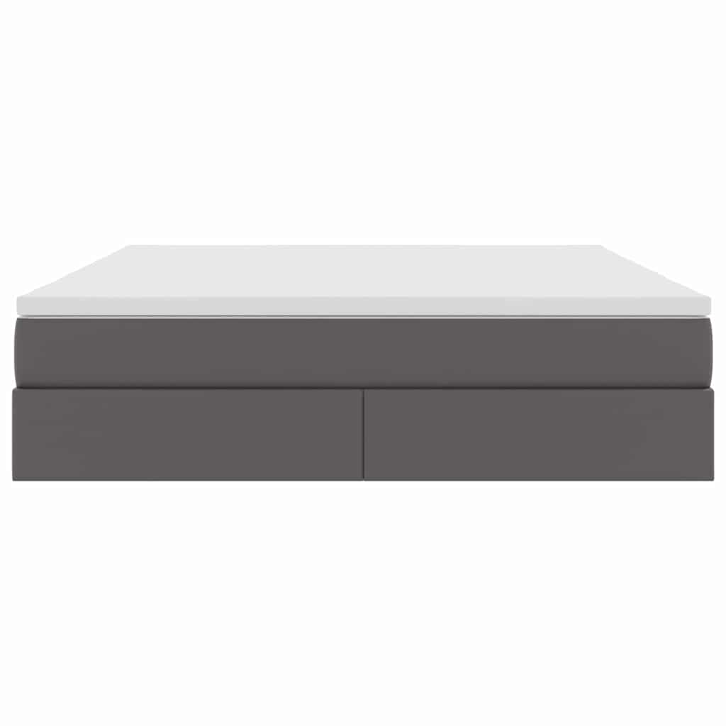 Lit avec rangement et matelas Gris 160 x 200 cm Simili cuir
