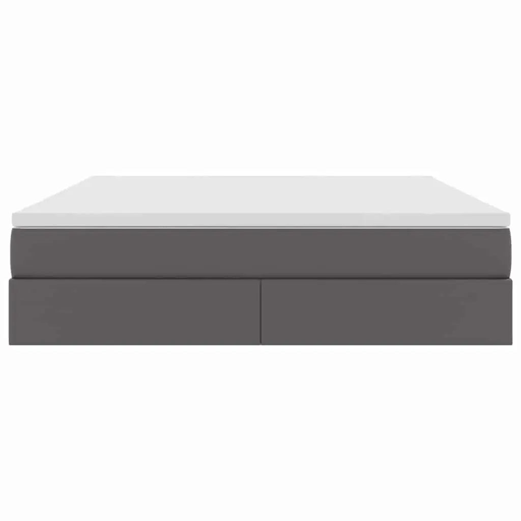 Lit avec rangement et matelas Gris 160 x 200 cm Simili cuir - XIOS