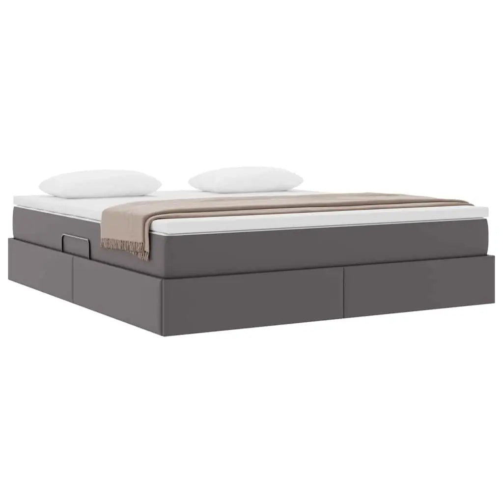 Lit avec rangement et matelas Gris 160 x 200 cm Simili cuir - XIOS