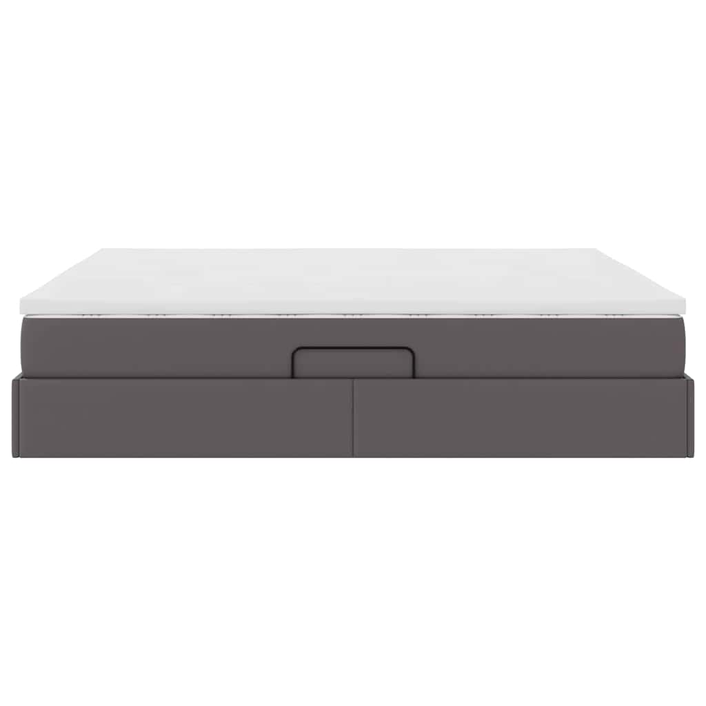 Lit avec rangement et matelas Gris 160 x 200 cm Simili cuir