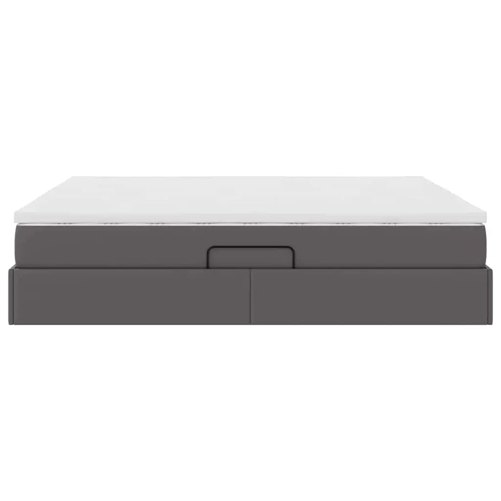 Lit avec rangement et matelas Gris 160 x 200 cm Simili cuir - XIOS