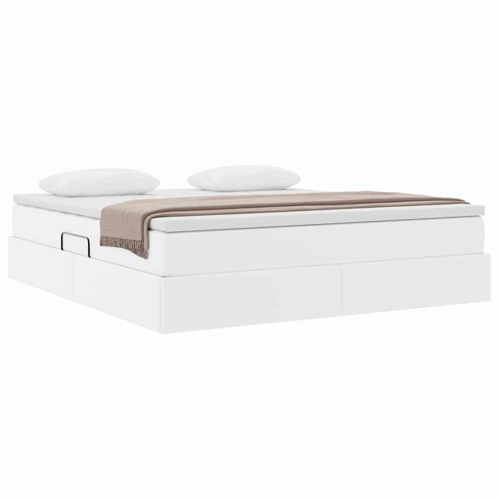 Lit avec rangement et matelas Blanc 180 x 200 cm Simili cuir - XIOS