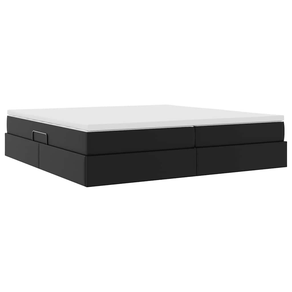 Lit avec rangement et matelas Noir 200 x 200 cm Simili cuir - XIOS