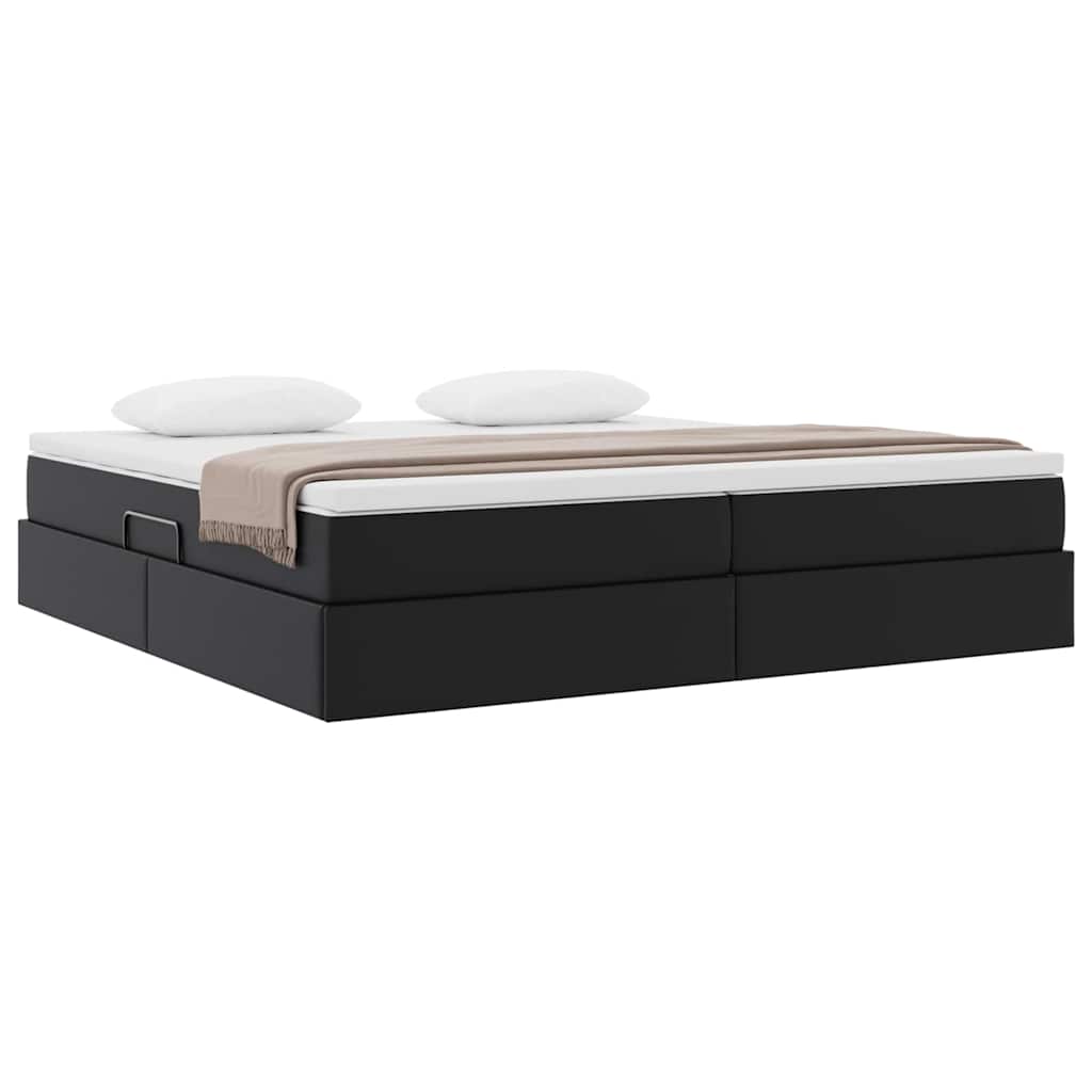 Lit avec rangement et matelas Noir 200 x 200 cm Simili cuir - XIOS