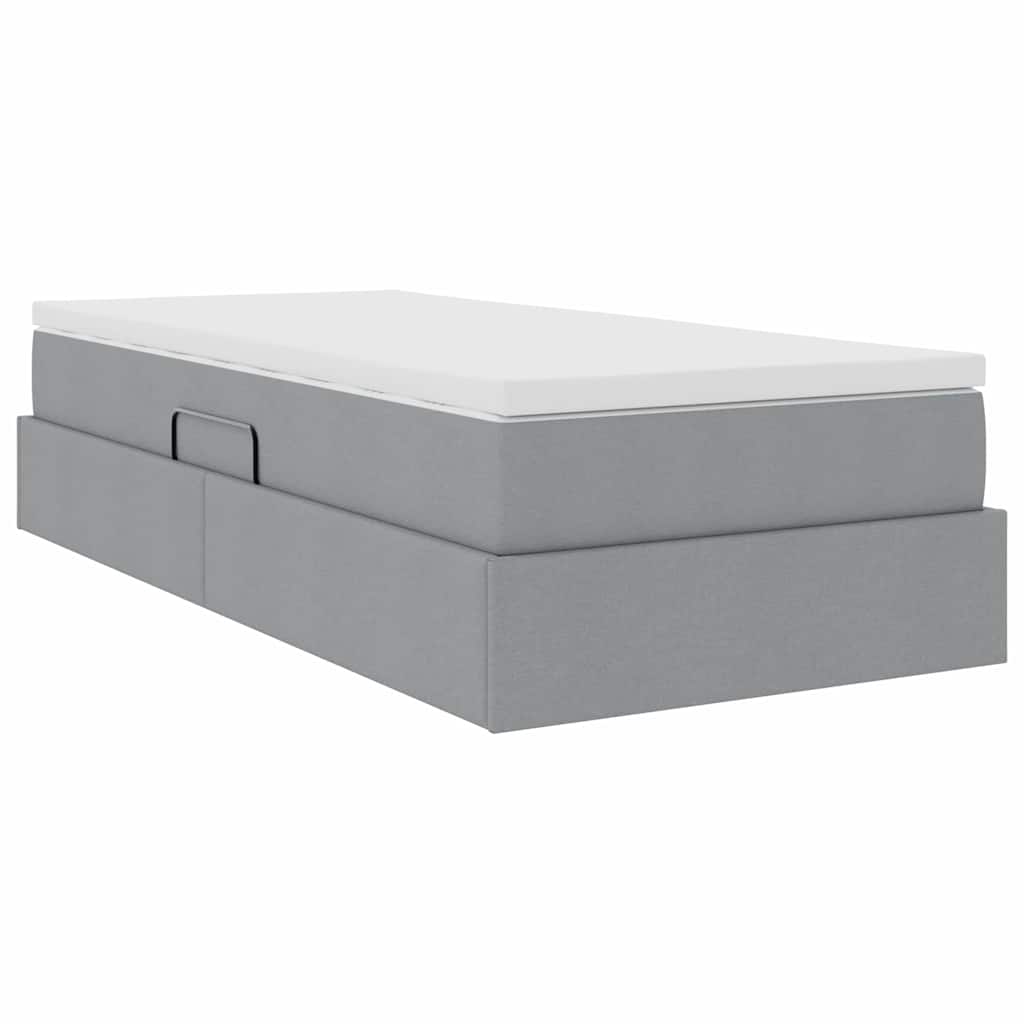 Lit avec rangement et matelas Gris clair 90 x 190 cm Polyester - XIOS