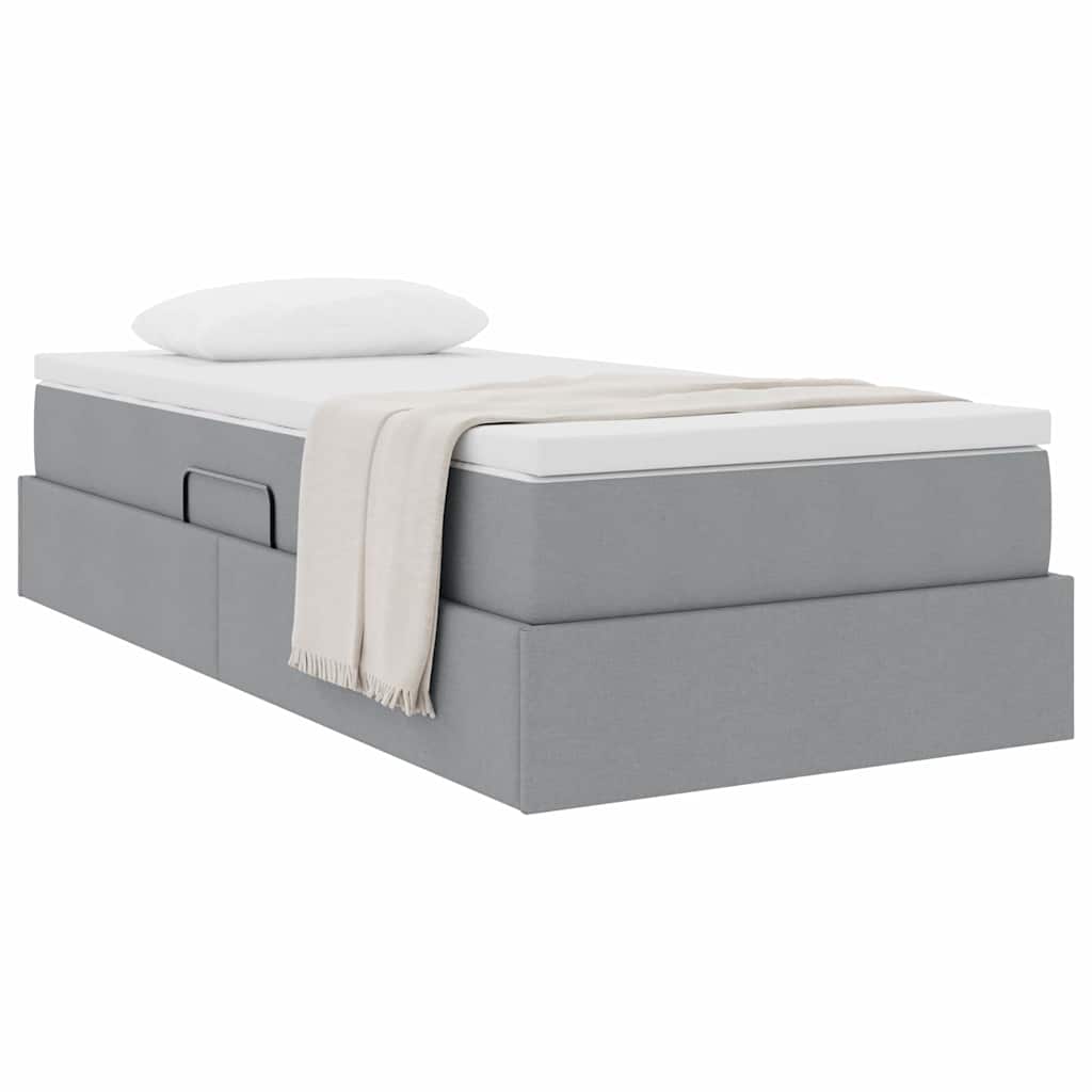 Lit avec rangement et matelas Gris clair 90 x 190 cm Polyester - XIOS
