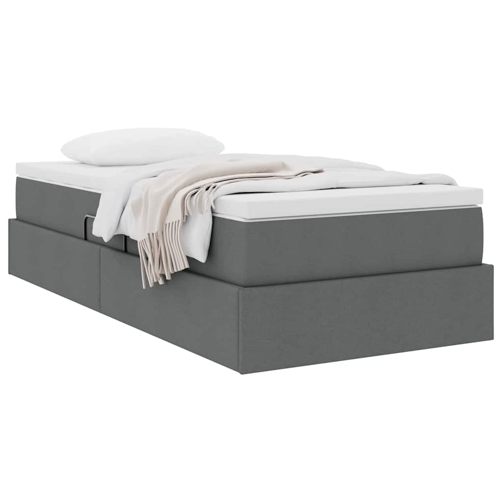 Lit avec rangement et matelas Gris foncé 90 x 190 cm Polyester - XIOS