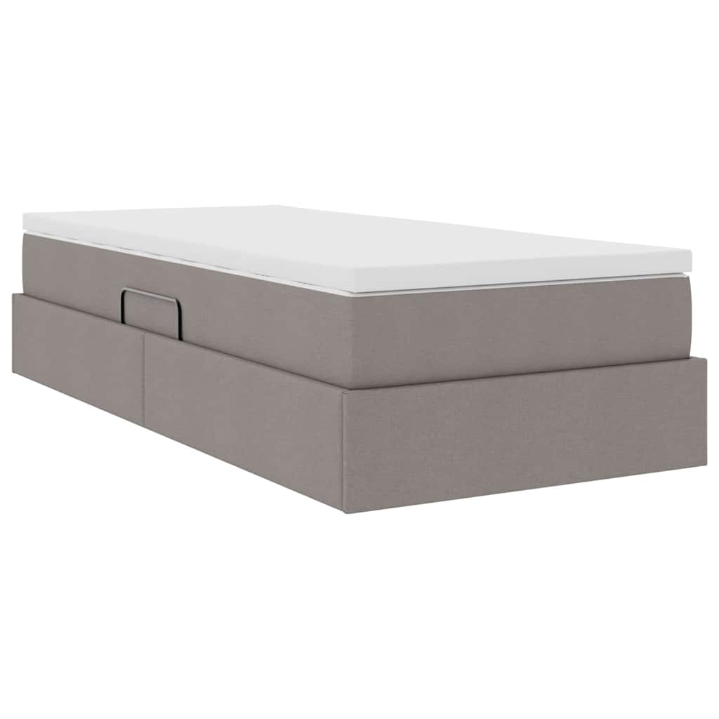 Lit avec rangement et matelas Taupe 90 x 190 cm Polyester - XIOS