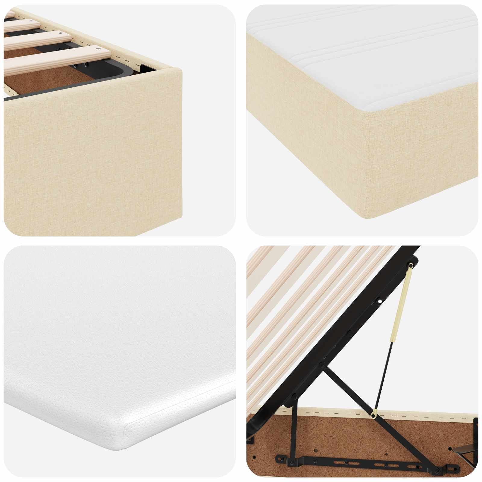 Lit avec rangement et matelas Crème 90 x 190 cm Polyester - XIOS