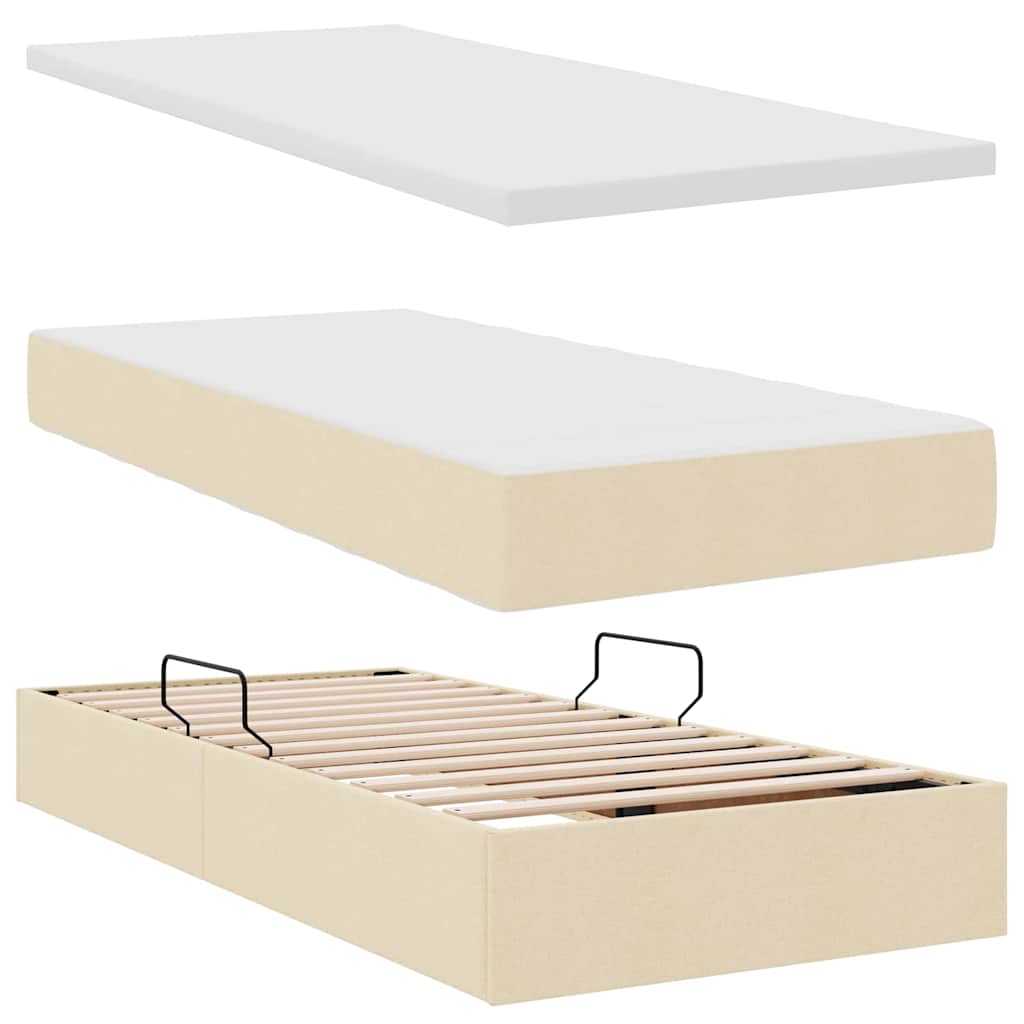Lit avec rangement et matelas Crème 90 x 190 cm Polyester - XIOS