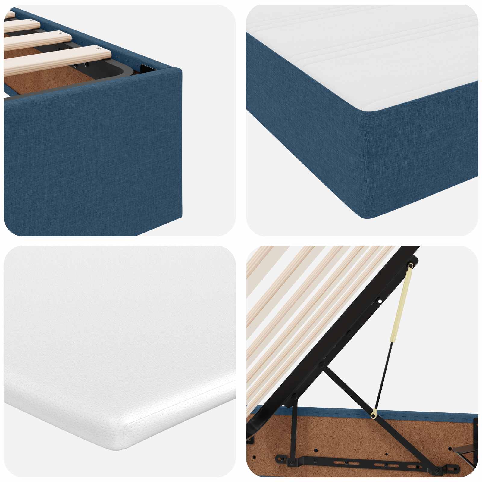 Lit avec rangement et matelas Bleu 90 x 190 cm Polyester - XIOS