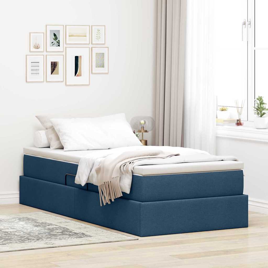 Lit avec rangement et matelas Bleu 90 x 190 cm Polyester - XIOS