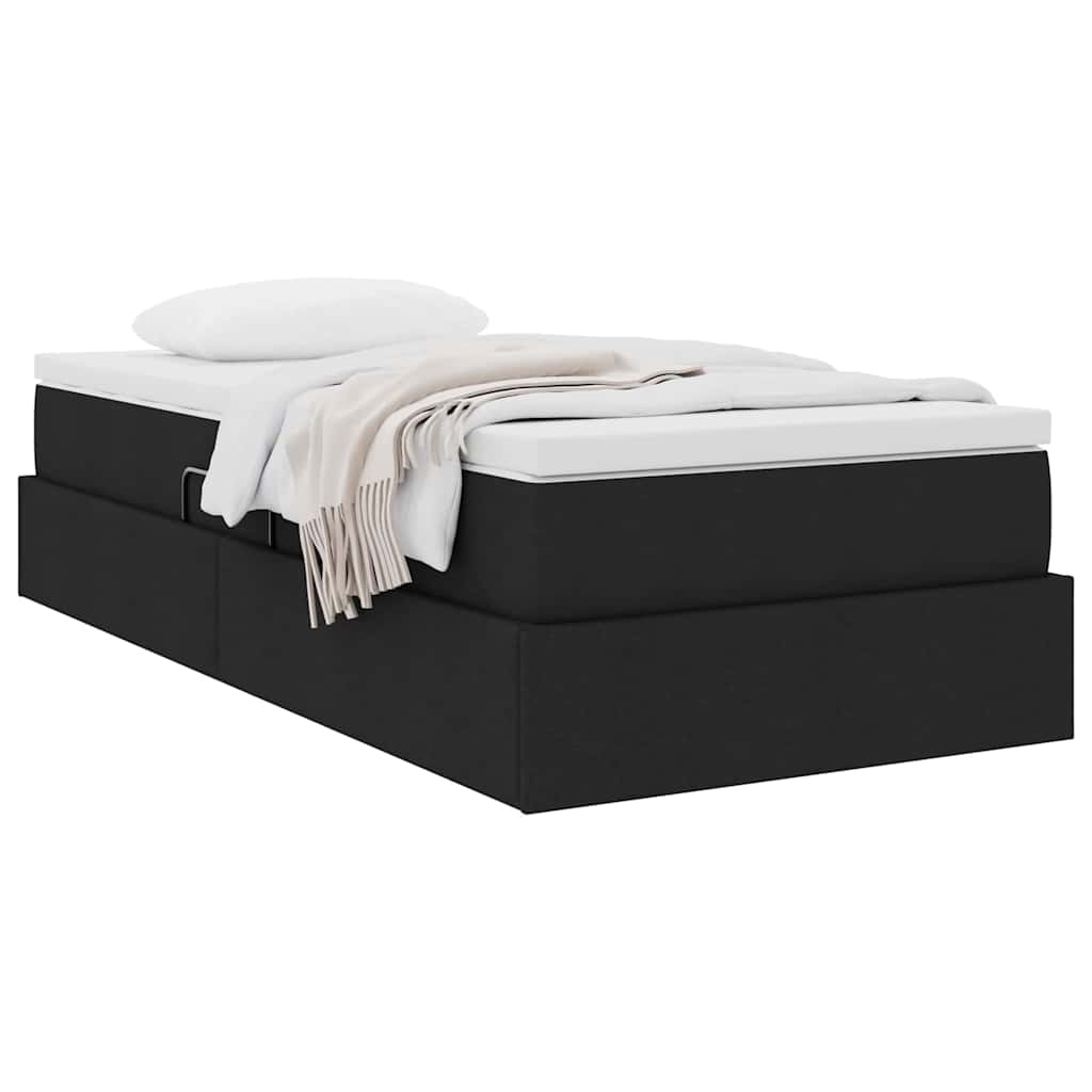 Lit avec rangement et matelas Noir 90 x 200 cm Polyester - XIOS