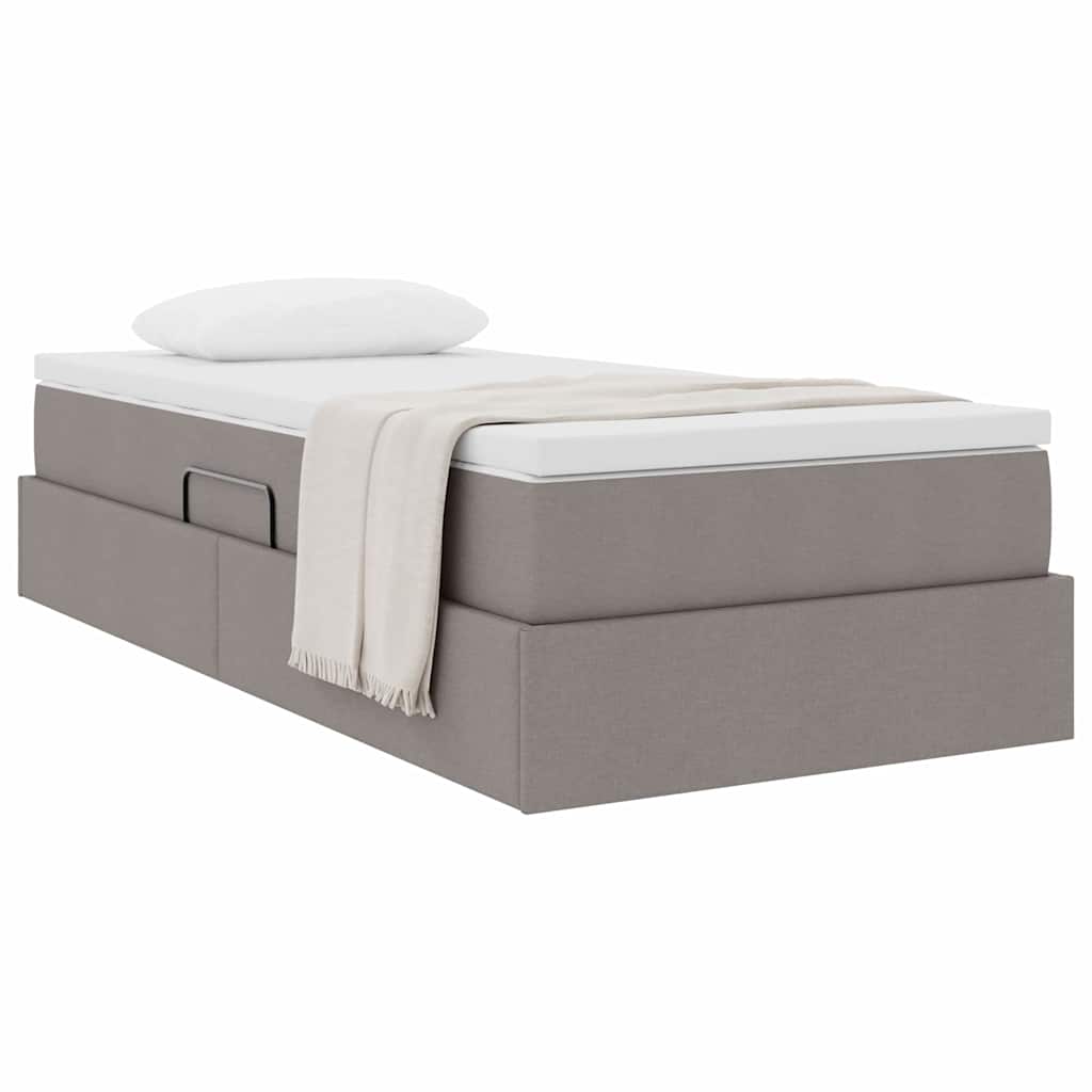 Lit avec rangement et matelas Taupe 90 x 200 cm Polyester - XIOS