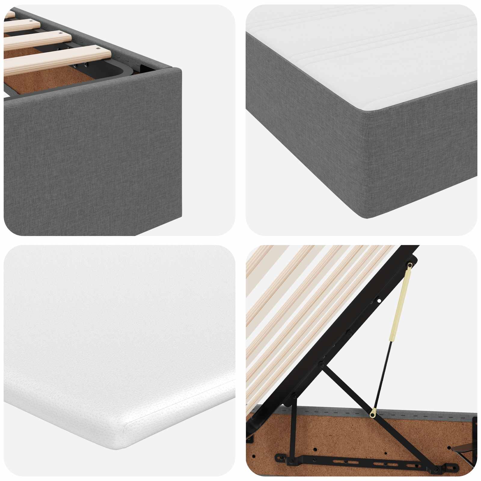 Lit avec rangement et matelas Gris foncé 100 x 200 cm Polyester - XIOS