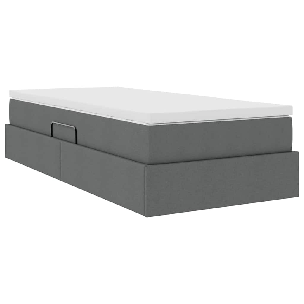 Lit avec rangement et matelas Gris foncé 100 x 200 cm Polyester - XIOS