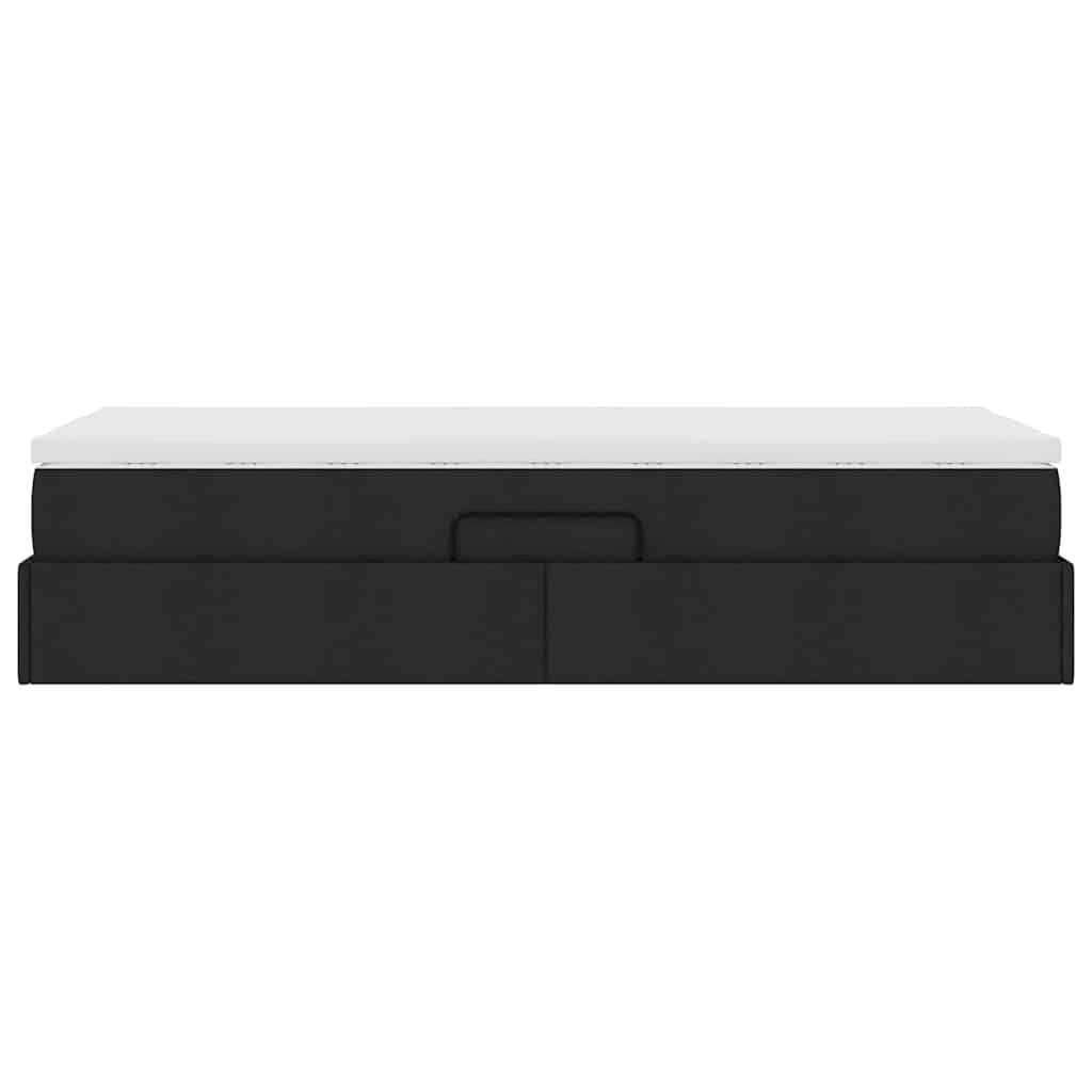 Lit avec rangement et matelas Noir 100 x 200 cm Polyester - XIOS