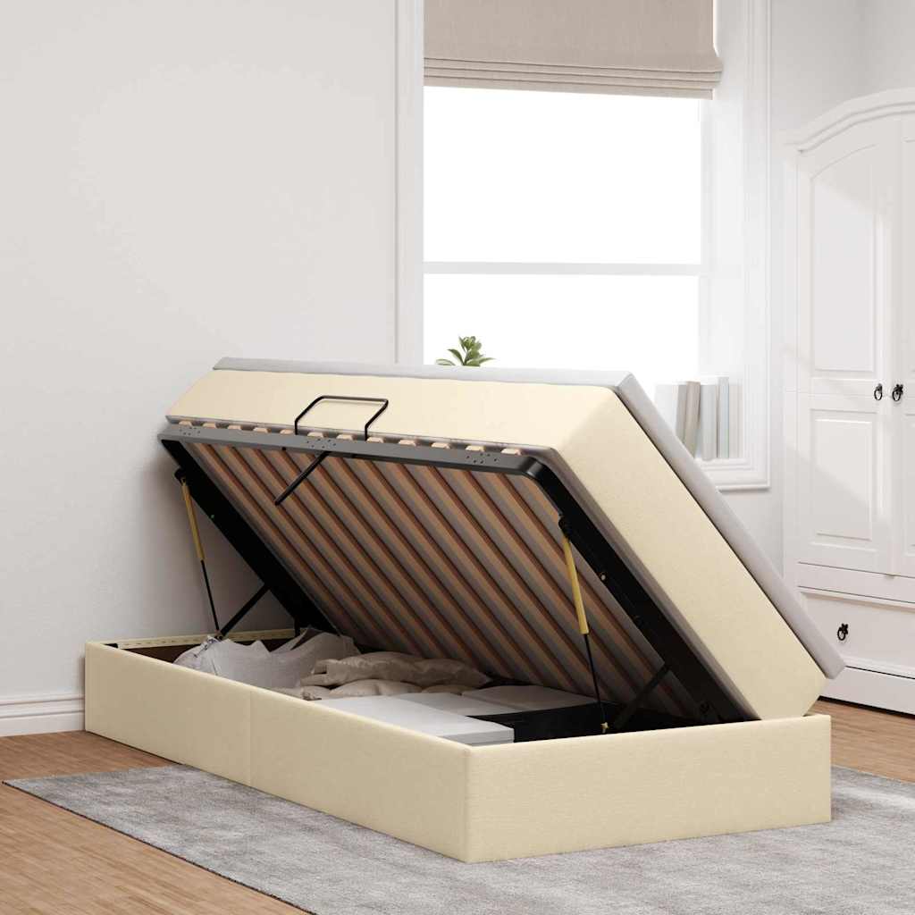 Lit avec rangement et matelas Crème 100 x 200 cm Polyester - XIOS