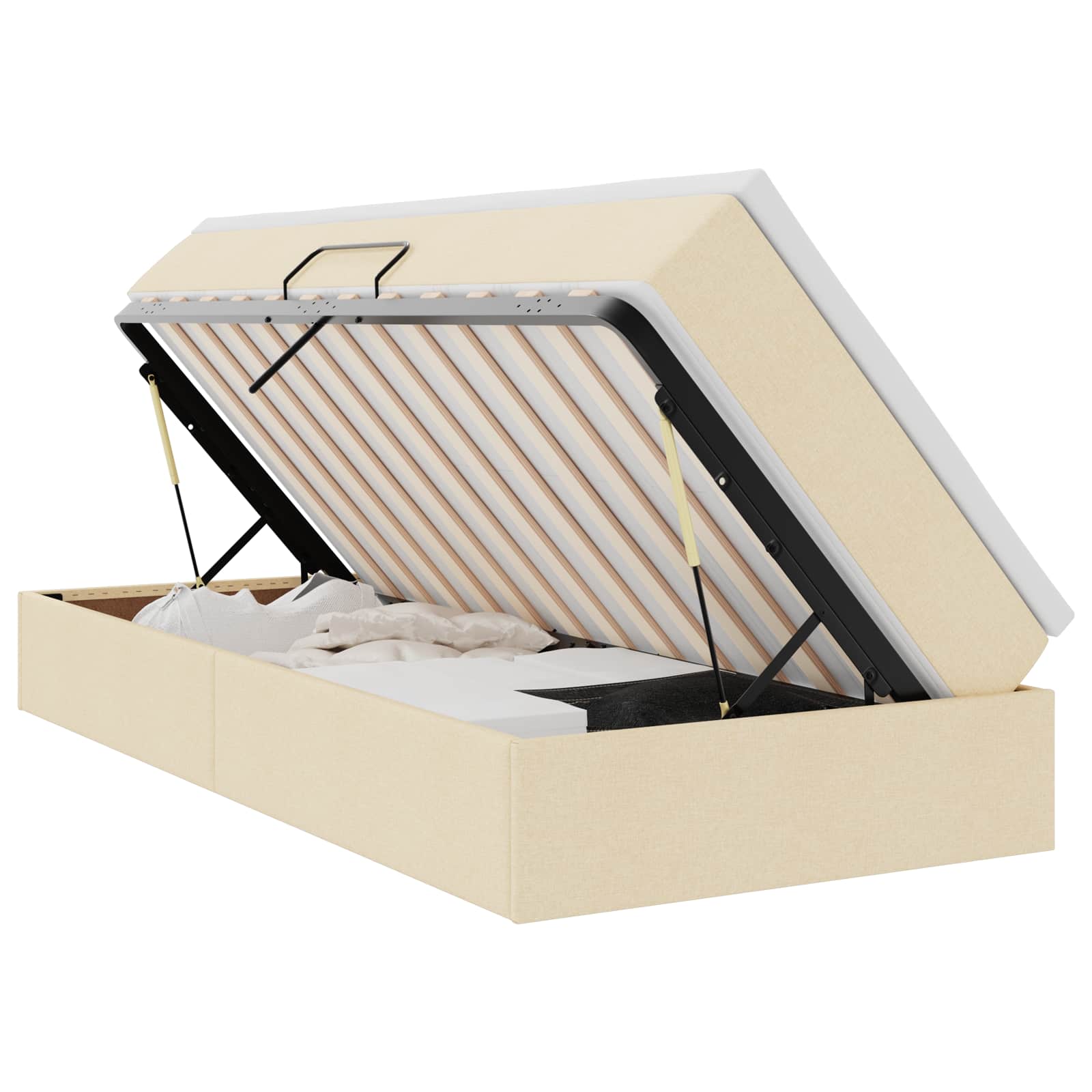 Lit avec rangement et matelas Crème 100 x 200 cm Polyester - XIOS