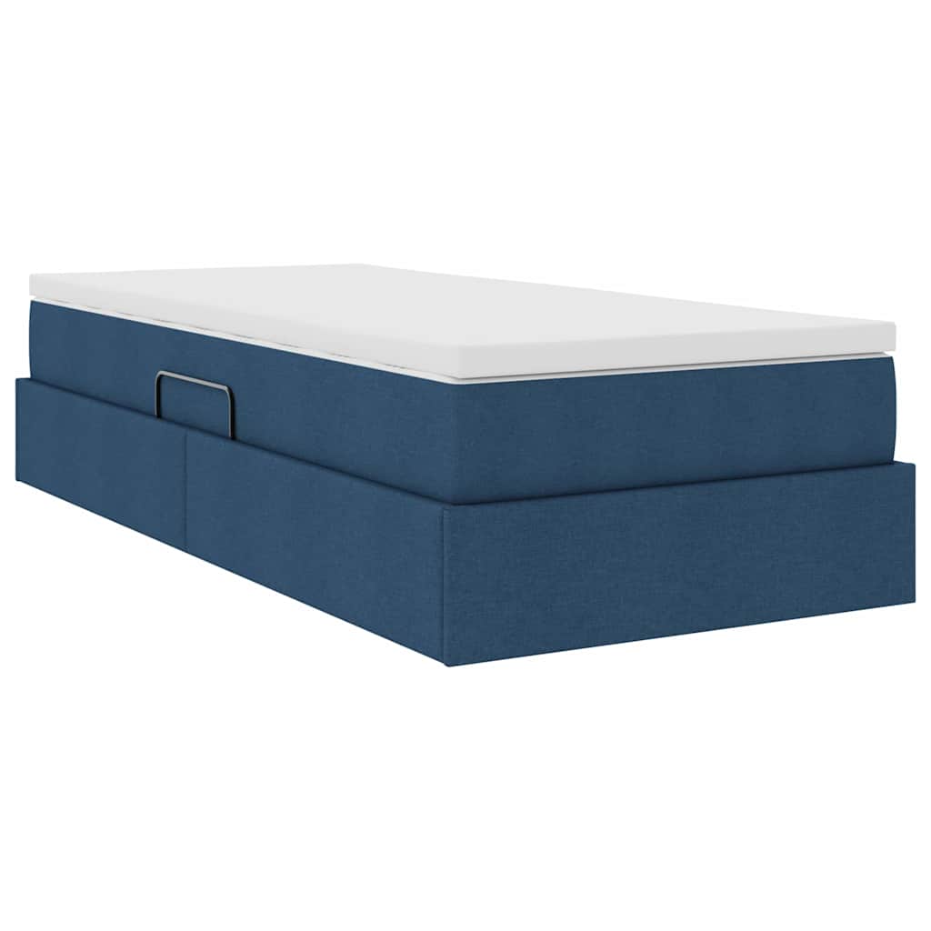 Lit avec rangement et matelas Bleu 100 x 200 cm Polyester - XIOS