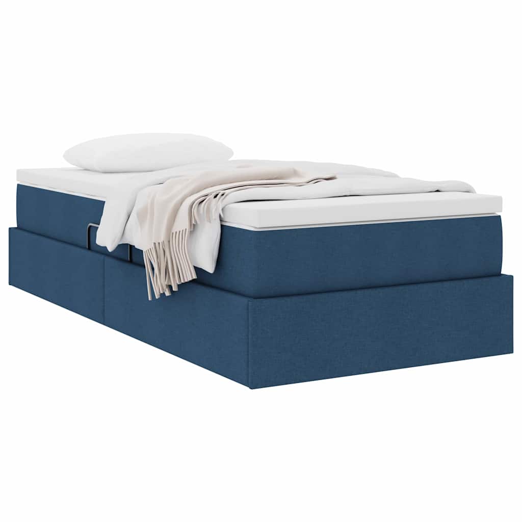 Lit avec rangement et matelas Bleu 100 x 200 cm Polyester - XIOS