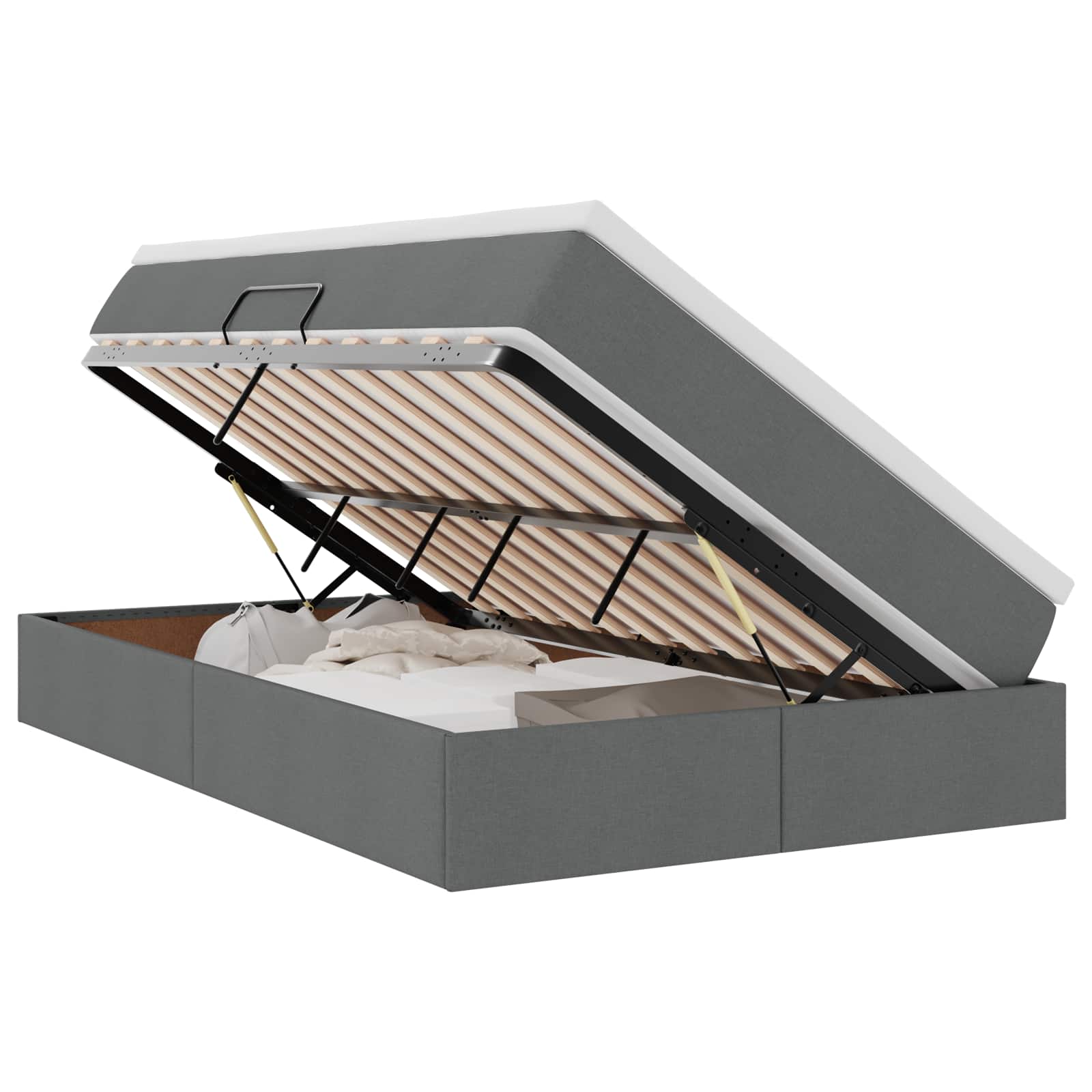 Lit avec rangement et matelas Gris foncé 120 x 190 cm Polyester - XIOS