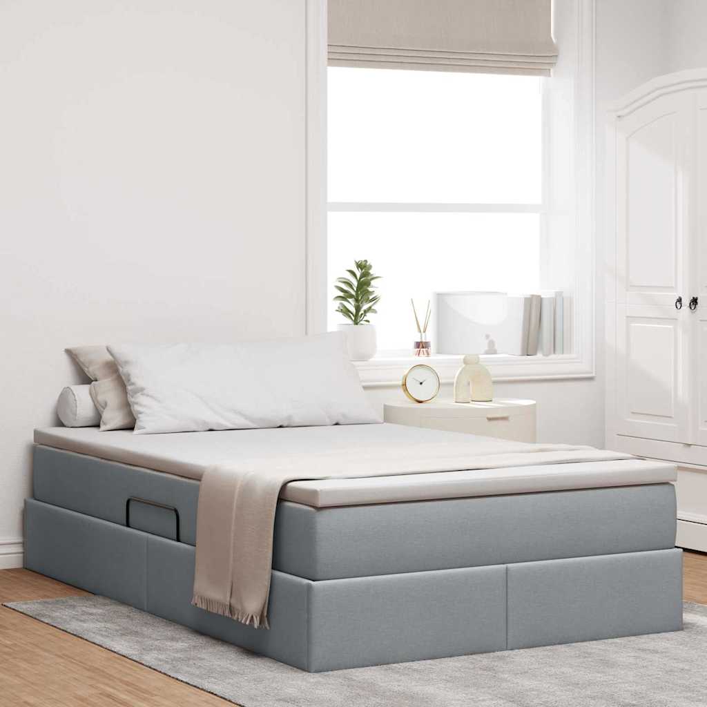 Lit avec rangement et matelas Gris clair 120 x 200 cm Polyester - XIOS