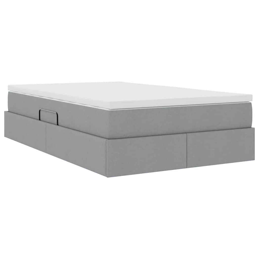 Lit avec rangement et matelas Gris clair 120 x 200 cm Polyester - XIOS