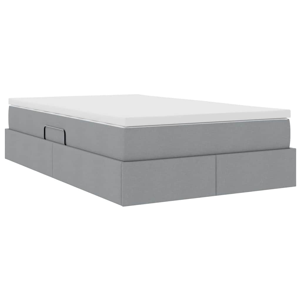 Lit avec rangement et matelas Gris clair 120 x 200 cm Polyester - XIOS