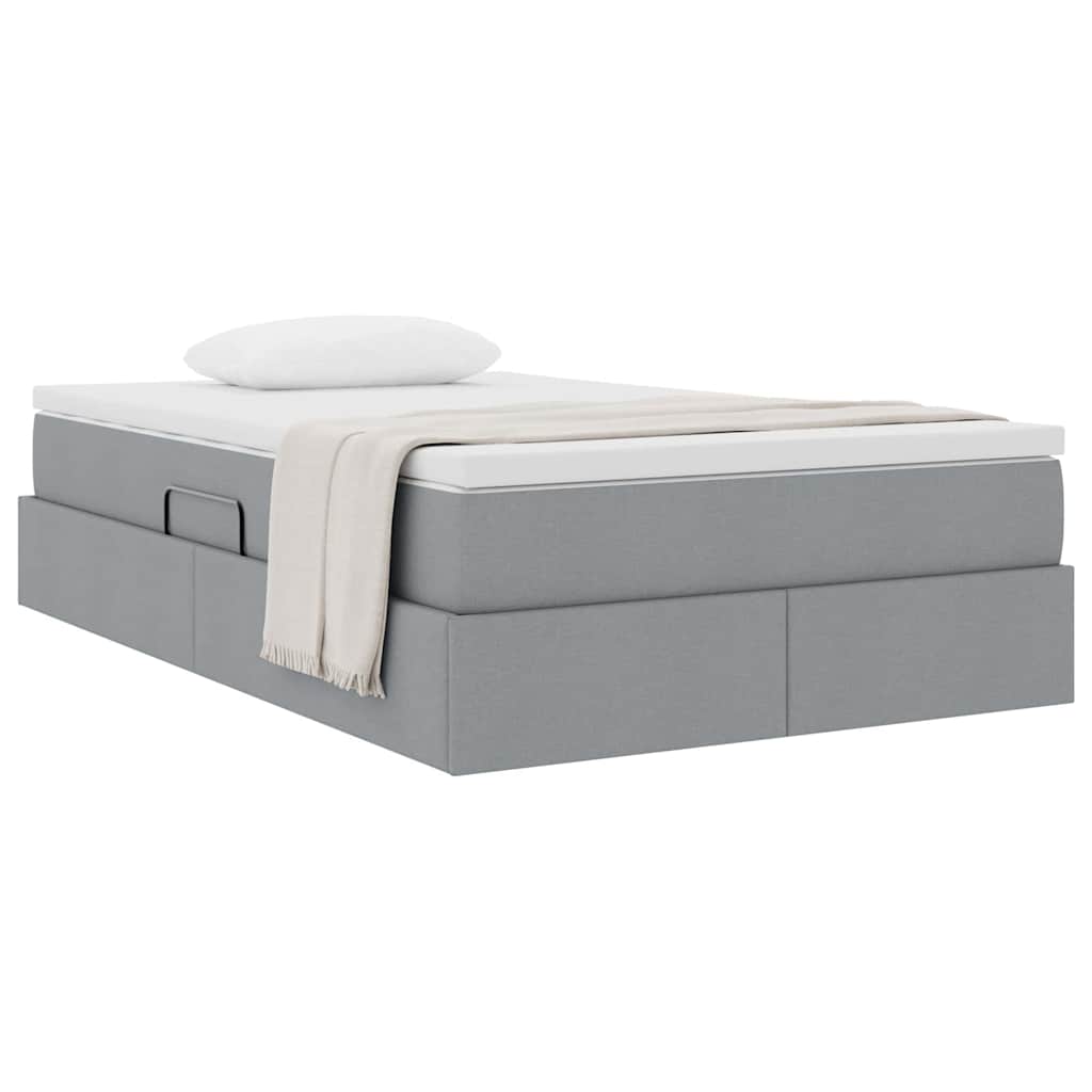 Lit avec rangement et matelas Gris clair 120 x 200 cm Polyester - XIOS
